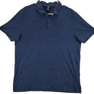 Calvin Klein Mens L G Blue Heathered Knit Short Sleeve Polo Shirt